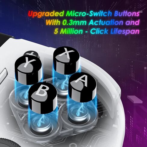 وحدات تحكم JORREP Switch لجهاز Nintendo Switch/OLED، لوحة تحكم من قطعة واحدة بتأثير Hall، وحدة تحكم احترافية لاسلكية محمولة RGB، عصا تحكم Hall/وحدة تحكم توربو / 4 مستويات اهتزاز/حركة in Kuwait