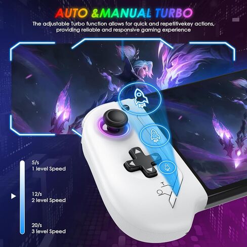 وحدات تحكم JORREP Switch لجهاز Nintendo Switch/OLED، لوحة تحكم من قطعة واحدة بتأثير Hall، وحدة تحكم احترافية لاسلكية محمولة RGB، عصا تحكم Hall/وحدة تحكم توربو / 4 مستويات اهتزاز/حركة in Kuwait