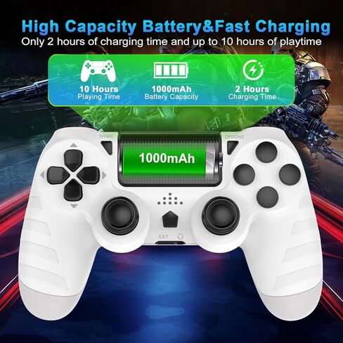 DYONDER 2-Pack Wireless Controllers for P4/Pro/Slim & PC – 1000mAh Battery, 6-Axis Motion Sensor, Audio Jack (Black & White) in Kuwait