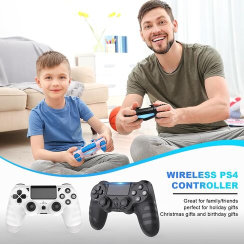 DYONDER 2-Pack Wireless Controllers for P4/Pro/Slim & PC – 1000mAh Battery, 6-Axis Motion Sensor, Audio Jack (Black & White) in Kuwait