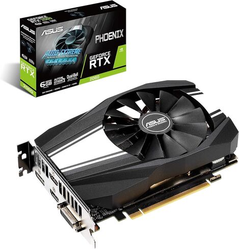 بطاقة رسومات ASUS GeForce RTX 2060 سعة 6 جيجابايت Phoenix Fan Edition VR Ready HDMI DP DVI (Ph-RTX2060-6G) (متجددة) in Kuwait