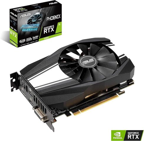 بطاقة رسومات ASUS GeForce RTX 2060 سعة 6 جيجابايت Phoenix Fan Edition VR Ready HDMI DP DVI (Ph-RTX2060-6G) (متجددة) in Kuwait
