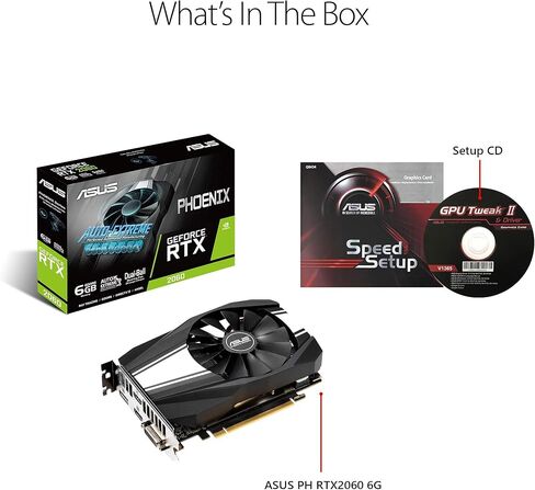 بطاقة رسومات ASUS GeForce RTX 2060 سعة 6 جيجابايت Phoenix Fan Edition VR Ready HDMI DP DVI (Ph-RTX2060-6G) (متجددة) in Kuwait