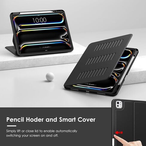 VIKESI Case for iPad iPad Pro 13-inch M5 or M4 Released in 2025 or 2024,Multiple Angles Magnetic Stand Cover,Shockproof Soft Back,Pencil Holder,and Auto Sleep/Wake,Black in Saudi Arabia
