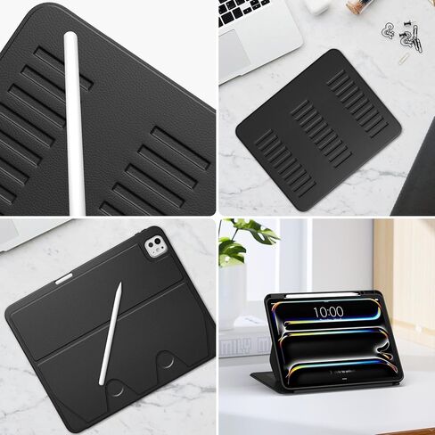 VIKESI Case for iPad iPad Pro 13-inch M5 or M4 Released in 2025 or 2024,Multiple Angles Magnetic Stand Cover,Shockproof Soft Back,Pencil Holder,and Auto Sleep/Wake,Black in Saudi Arabia