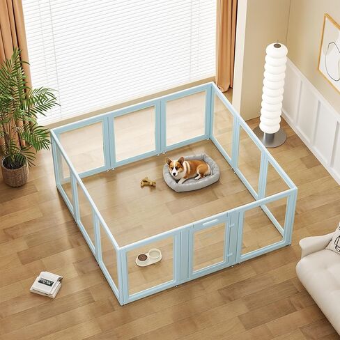 Clear Acrylic Dog Playpen Indoor ، سهلة التجميع الجرو الشفافة ، سياج الكلب القابل للتوسيع والمكالم للجرى والكلاب الصغيرة (23.6 "H ، 10pcs) in Saudi Arabia