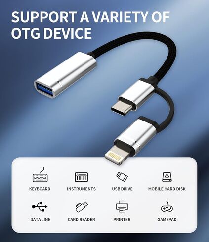 محول كابل iPhone OTG USB-A أنثى إلى USB C Lightning Male محول Thunderbolt كاميرا ماوس منفذ سلك نوع 3.0 دونجل متوافق مع Samsung S22 14 13 12 Pro لأجهزة Apple iPad Air 4 MacBook in Saudi Arabia