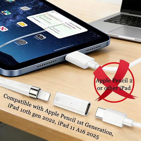 Charger Adapter Compatible with Apple Pencil 1st Generation, USB C to Lightning Adaptor Replacement for iPad 10th 2022, 11th A16 2025 Gen Type C Connector in Saudi Arabia