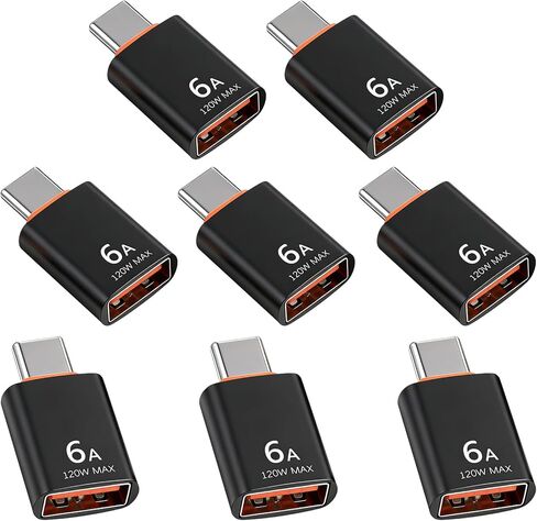 8 عبوات من محولات USB-C من النوع C ذكر إلى النوع A أنثى 3.0 محول OTG من النوع C ذكر إلى USB أنثى OTG للهواتف الذكية والكمبيوتر المحمول والكمبيوتر اللوحي وما إلى ذلك (10 جيجابت في الثانية/120 وات، أسود) in Saudi Arabia