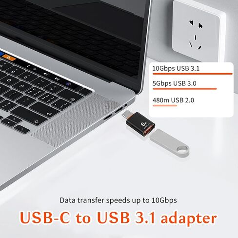 8 عبوات من محولات USB-C من النوع C ذكر إلى النوع A أنثى 3.0 محول OTG من النوع C ذكر إلى USB أنثى OTG للهواتف الذكية والكمبيوتر المحمول والكمبيوتر اللوحي وما إلى ذلك (10 جيجابت في الثانية/120 وات، أسود) in Saudi Arabia