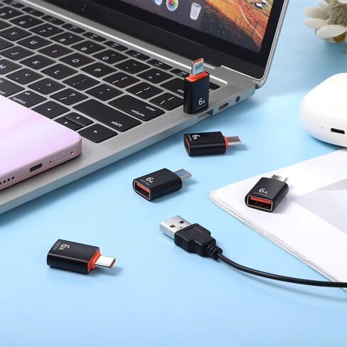 8 عبوات من محولات USB-C من النوع C ذكر إلى النوع A أنثى 3.0 محول OTG من النوع C ذكر إلى USB أنثى OTG للهواتف الذكية والكمبيوتر المحمول والكمبيوتر اللوحي وما إلى ذلك (10 جيجابت في الثانية/120 وات، أسود) in Saudi Arabia