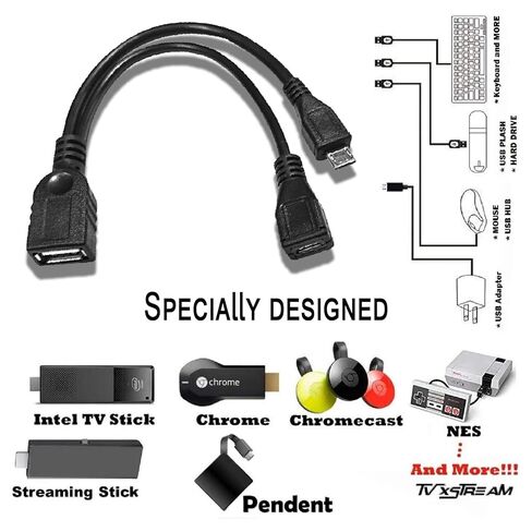 كابل OTG لجهاز Fire TV Stick 4K Max Lite Cube SNES Mini PlayStation Classic، 2 حزمة محول Micro USB إلى USB OTG مع الطاقة، سلك تمديد 0.6 قدم، متوافق مع Raspberry Pi Zero والمزيد in Saudi Arabia