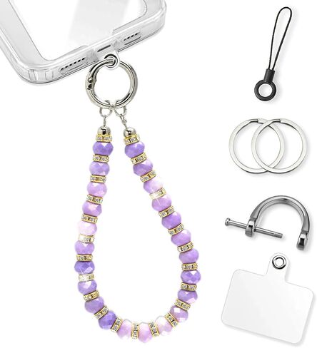 Phone Wrist Strap, Rhombic Bling Glass Keychain Wristlet with Tether Tab &Metal Buckle for Cellphone & Car Keys. in Saudi Arabia