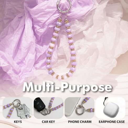 Phone Wrist Strap, Rhombic Bling Glass Keychain Wristlet with Tether Tab &Metal Buckle for Cellphone & Car Keys. in Saudi Arabia