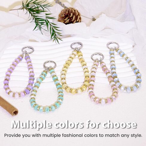 Phone Wrist Strap, Rhombic Bling Glass Keychain Wristlet with Tether Tab &Metal Buckle for Cellphone & Car Keys. in Saudi Arabia
