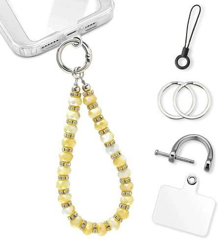 Phone Wrist Strap, Rhombic Bling Glass Keychain Wristlet with Tether Tab &Metal Buckle for Cellphone & Car Keys. in Saudi Arabia