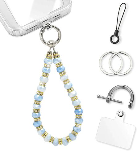 Phone Wrist Strap, Rhombic Bling Glass Keychain Wristlet with Tether Tab &Metal Buckle for Cellphone & Car Keys. in Saudi Arabia