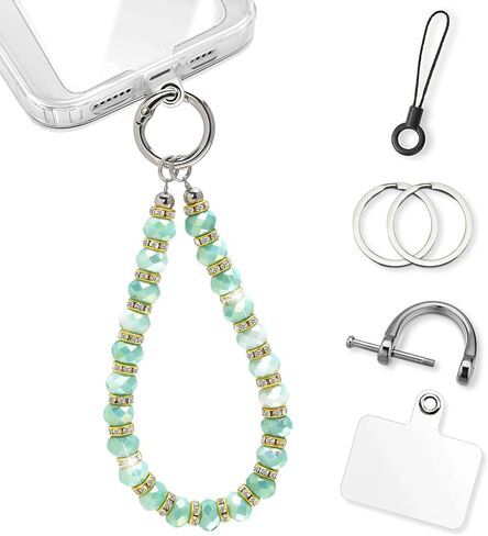 Phone Wrist Strap, Rhombic Bling Glass Keychain Wristlet with Tether Tab &Metal Buckle for Cellphone & Car Keys. in Saudi Arabia