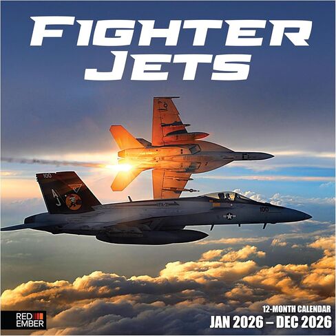 RED EMBER Warbirds 2026 Wall Calendar 12 Month | 12" x 24" Open | Thick & Sturdy Paper | Holiday Gift | Aircraft Fighter Jet Airplane Military Calendar 2026 in Saudi Arabia