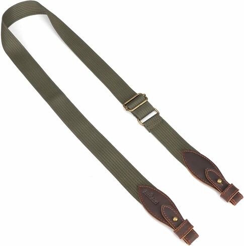 TOURBON Canvas Leather Rifle Slings Hunting Easy-Adjust 1.5-inch Wide Gun Strap for Shotgun with or Without Swivels in Saudi Arabia
