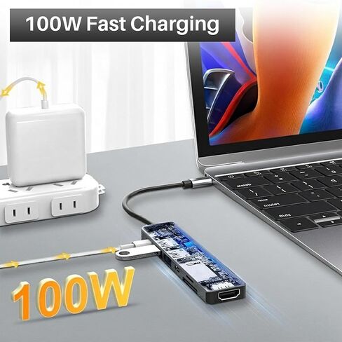 USB-C Hub 7-in-1 Multiport Adapter – 4K@30Hz HDMI, USB 3.0, USB 2.0, 100W PD Charging, SD/TF Card Reader – USB-C Docking Station for MacBook Pro/Air, Chromebook, Dell, HP & Type-C Devices in Saudi Arabia