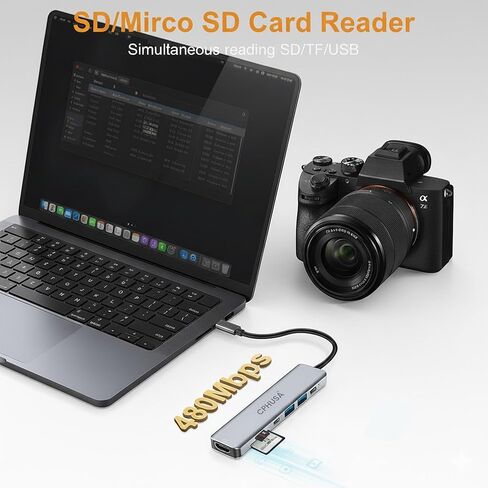 USB-C Hub 7-in-1 Multiport Adapter – 4K@30Hz HDMI, USB 3.0, USB 2.0, 100W PD Charging, SD/TF Card Reader – USB-C Docking Station for MacBook Pro/Air, Chromebook, Dell, HP & Type-C Devices in Saudi Arabia