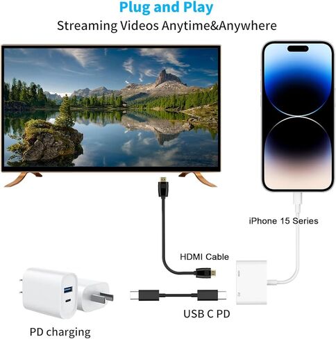 محول AIRSKY USB C إلى HDMI، محول USB-C إلى HDMI لهاتف iPhone 17، PD 100W، 4K@60 هرتز، متوافق مع iPhone 17/16/15، MacBook Pro، iPad Pro (لهاتف iPhone 17) in Kuwait