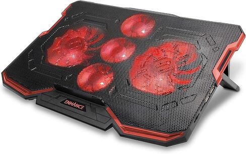 Enhance Cryogen 2 Laptop Cooling Pad (Red) - Upto 17" Screen Size Notebook, Gaming Console Support - 5 Fan(s) - 523.6 gal/min - Red in Saudi Arabia
