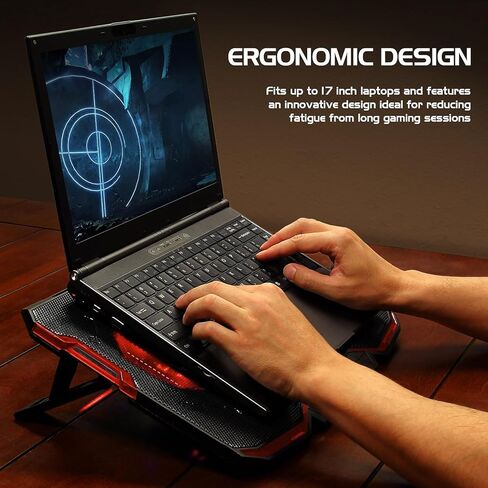 Enhance Cryogen 2 Laptop Cooling Pad (Red) - Upto 17" Screen Size Notebook, Gaming Console Support - 5 Fan(s) - 523.6 gal/min - Red in Saudi Arabia