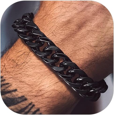 Bandmax الفولاذ المقاوم للصدأ الكوبي سلسلة اليد سوار 12MM مكتنزة كبيرة المعادن الثقيلة ميامي كبح ربط سلسلة السوار رجالي الهيب هوب السائق مغني الراب سلسلة مجوهرات هدية in Kuwait