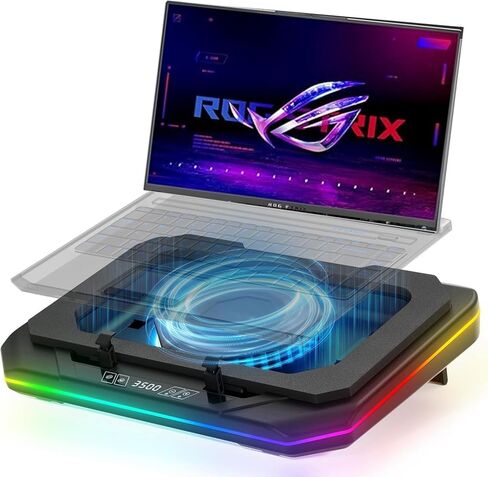 لوحة تبريد لجهاز Asus ROG Strix G18 G814 G814JI G814JVR G814JZR G814JIR G814JV مبرد كمبيوتر محمول للألعاب مع مروحة تبريد توربو قوية يمكنها تبريد وحدة المعالجة المركزية + وحدة معالجة الرسومات بسرعة 40 درجة مئوية، سرعة متغيرة، 6 مصابيح RGB، 3 USB-A in Saudi Arabia