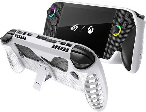 حافظة واقية مع مسند لجهاز ASUS ROG Xbox Ally X 2025 - غطاء TPU مقاوم للصدمات مع حامل، ملحقات وحدة تحكم ألعاب محمولة مضادة للانزلاق ومضادة للتصادم (أبيض) in Kuwait