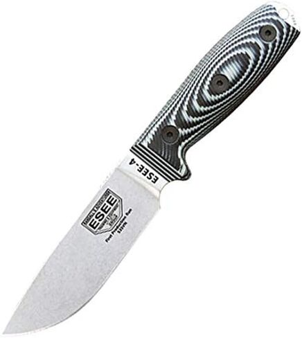 ESEE-4 Fixed Blade Knife, S35V Steel, Ambidextrous Sheath, Made in USA (Canvas Micarta) in Saudi Arabia