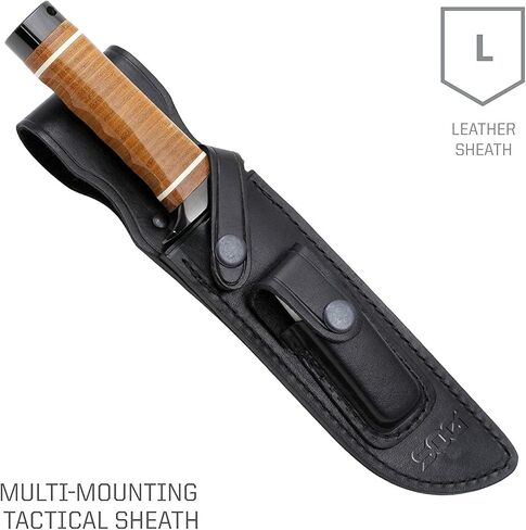 سكين SOG Bowie 2.0 ذو نصل ثابت - سكين تكتيكي بشفرة 6.4 بوصة، سكين صيد مع طلاء TiNi الصلب وفولاذ AUS-8، غمد سكين جلدي (S1T-L)، بني in Saudi Arabia