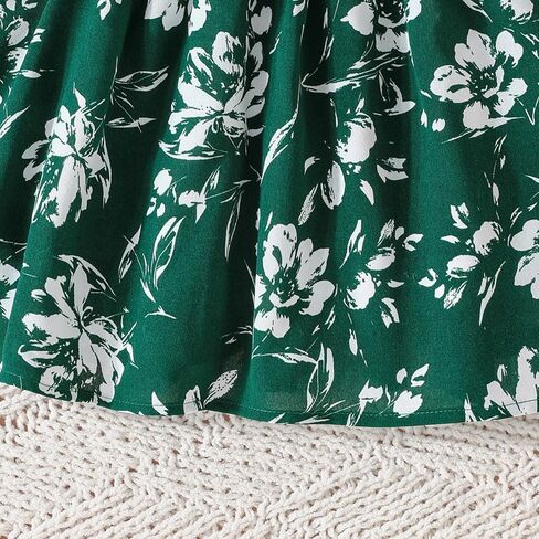 Print Dress with Matching Coat for Girls, Green Skirt Set for Parties and Daily Wear in Saudi Arabia