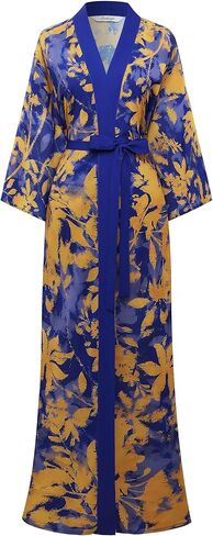 PRODESIGN Kimono Robes for Women - Long Chiffon Sleepwear Silky Floral Kimono Cover-Up Nightgown Bathrobe Loungewear Blouse in Saudi Arabia