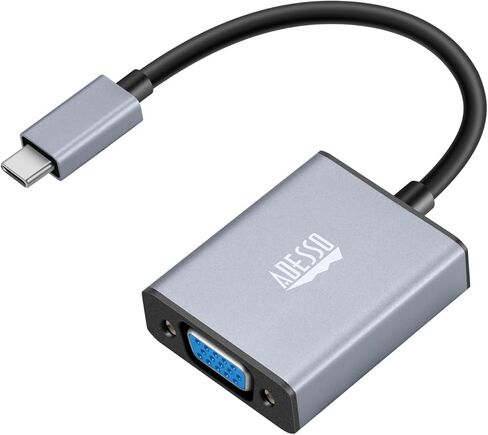 محول ADESSO USB C إلى VGA، من الألومنيوم، محول Thunderbolt 3/4 إلى VGA متوافق مع iPhone 15 Pro/Max، MacBook Pro/Air 2023، iPad Pro، iMac، S23، XPS 17، Surface Book، والمزيد in Kuwait