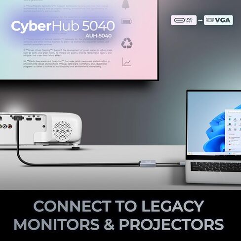 محول ADESSO USB C إلى VGA، من الألومنيوم، محول Thunderbolt 3/4 إلى VGA متوافق مع iPhone 15 Pro/Max، MacBook Pro/Air 2023، iPad Pro، iMac، S23، XPS 17، Surface Book، والمزيد in Kuwait