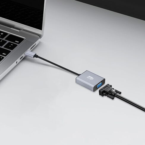 محول ADESSO USB C إلى VGA، من الألومنيوم، محول Thunderbolt 3/4 إلى VGA متوافق مع iPhone 15 Pro/Max، MacBook Pro/Air 2023، iPad Pro، iMac، S23، XPS 17، Surface Book، والمزيد in Kuwait