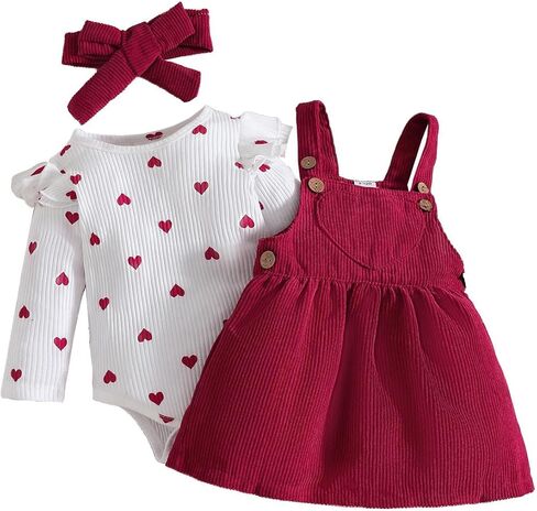 Newborn Baby Girl Outfits Long Sleeve Top Plaid Suspender Skirt Floral Dress Headband Baby Clothes in Saudi Arabia
