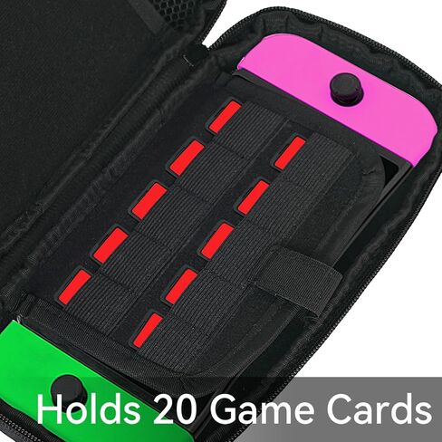ADECORIVY Black Mandala Carrying Case for Nintendo Switch 1/OLED with Inner Pocket & 20 Game Card Slots - Boho Waterproof Fabric Travel Pouch with Portable Handle in Saudi Arabia