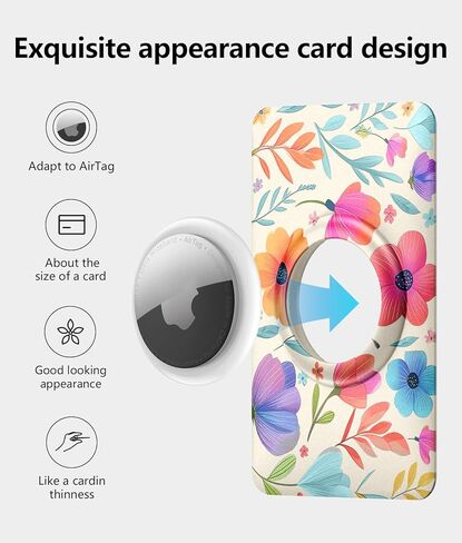 بطاقة حامل محفظة AirTag، حافظة رفيعة متوافقة مع حامل Apple Airtag للمحفظة للنساء والرجال، وحقيبة اليد، والمحفظة، وحقيبة القابض (الزهور) in Kuwait