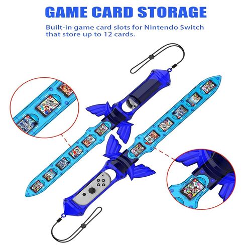 ملحقات سيف KOEBSHPE لجهاز نينتندو سويتش، ملحقات سيف Skyward لجهاز Switch Sports/Legend of Zelda: Tears of the Kingdom/Skyward Sword HD، مع 12 فتحة لبطاقة ألعاب Switch (أزرق) in Kuwait