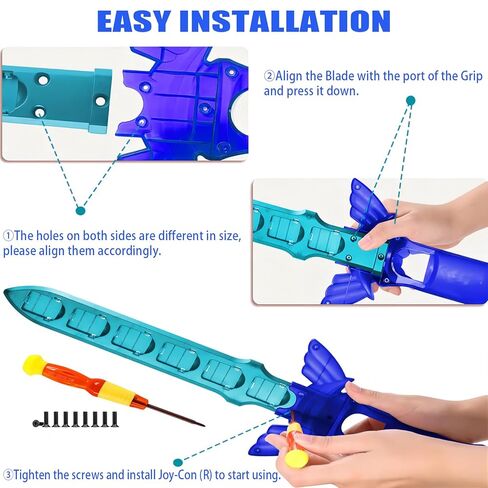 ملحقات سيف KOEBSHPE لجهاز نينتندو سويتش، ملحقات سيف Skyward لجهاز Switch Sports/Legend of Zelda: Tears of the Kingdom/Skyward Sword HD، مع 12 فتحة لبطاقة ألعاب Switch (أزرق) in Kuwait