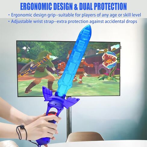 ملحقات سيف KOEBSHPE لجهاز نينتندو سويتش، ملحقات سيف Skyward لجهاز Switch Sports/Legend of Zelda: Tears of the Kingdom/Skyward Sword HD، مع 12 فتحة لبطاقة ألعاب Switch (أزرق) in Kuwait