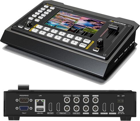 محول فيديو متعدد الكاميرات AVMATRIX Shark S6 6CH HDMI/SDI مع شاشة FHD مقاس 5 بوصات للبث المباشر، مدخل SDI/HDMI، تسجيل بطاقة USB/SD، محول فيديو Ethernet/USB للبث المباشر في الوقت الفعلي in Kuwait