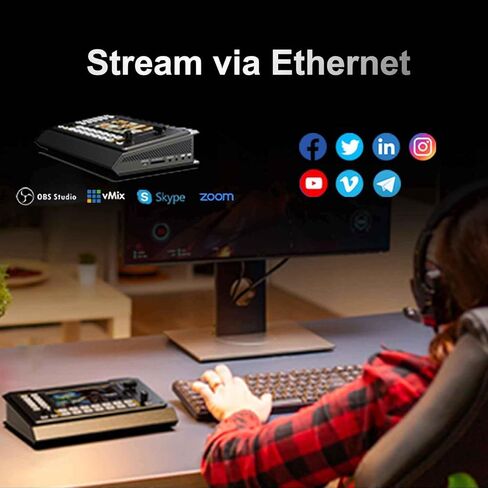 محول فيديو متعدد الكاميرات AVMATRIX Shark S6 6CH HDMI/SDI مع شاشة FHD مقاس 5 بوصات للبث المباشر، مدخل SDI/HDMI، تسجيل بطاقة USB/SD، محول فيديو Ethernet/USB للبث المباشر في الوقت الفعلي in Kuwait