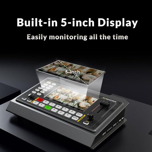 محول فيديو متعدد الكاميرات AVMATRIX Shark S6 6CH HDMI/SDI مع شاشة FHD مقاس 5 بوصات للبث المباشر، مدخل SDI/HDMI، تسجيل بطاقة USB/SD، محول فيديو Ethernet/USB للبث المباشر في الوقت الفعلي in Kuwait