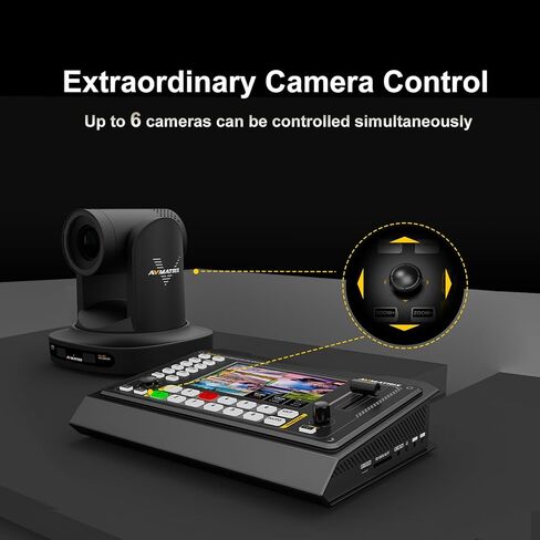 محول فيديو متعدد الكاميرات AVMATRIX Shark S6 6CH HDMI/SDI مع شاشة FHD مقاس 5 بوصات للبث المباشر، مدخل SDI/HDMI، تسجيل بطاقة USB/SD، محول فيديو Ethernet/USB للبث المباشر في الوقت الفعلي in Kuwait