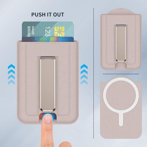لمحفظة MagSafe مع حامل، محفظة هاتف مغناطيسية [حامل 4 بطاقات] [حجب RFID]، حامل بطاقة ائتمان للهاتف الخلوي لهاتف iPhone 17/16/15/14/13/12 - ذهبي صحراوي in Kuwait